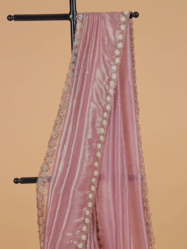Gracefull organza saree in pastle pink