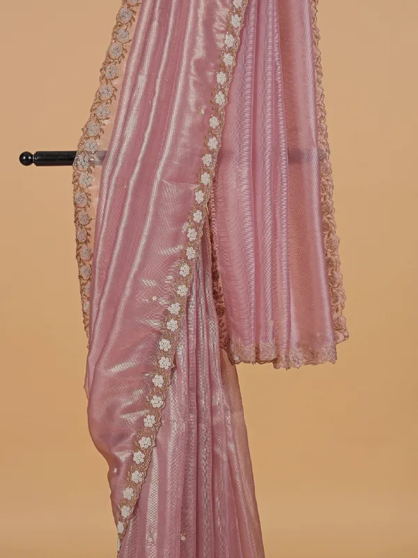 Gracefull organza saree in pastle pink