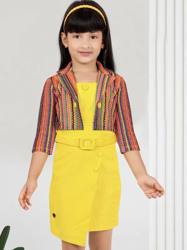 Great looking yellow terry rayon frock for girls