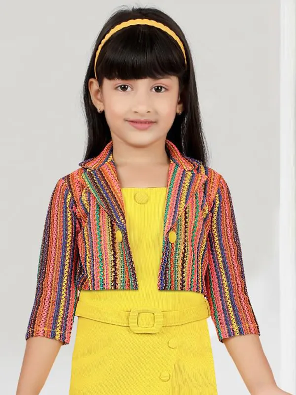 Great looking yellow terry rayon frock for girls