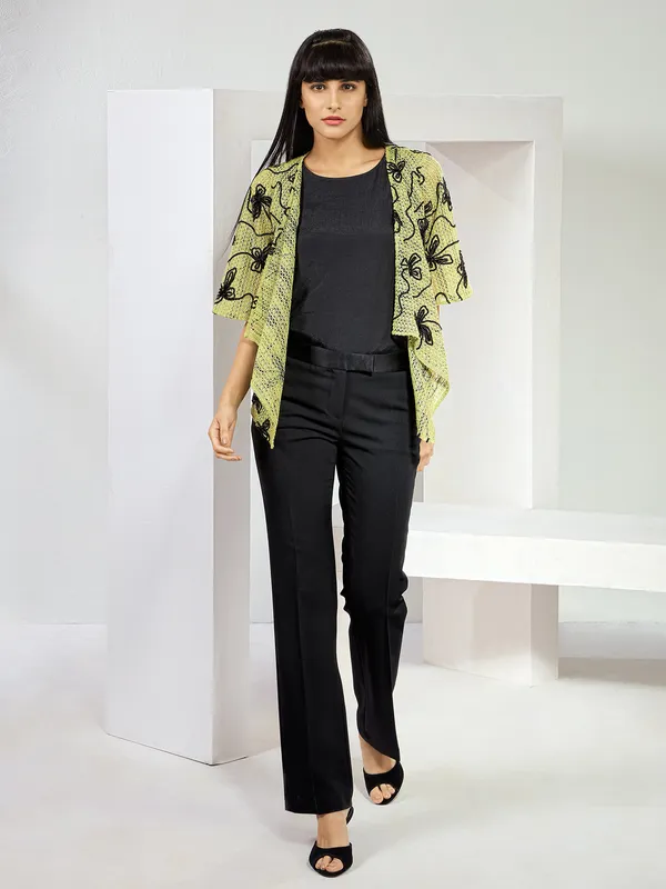 Green and black jacket style top