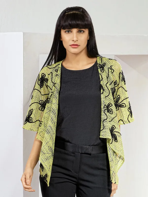 Green and black jacket style top