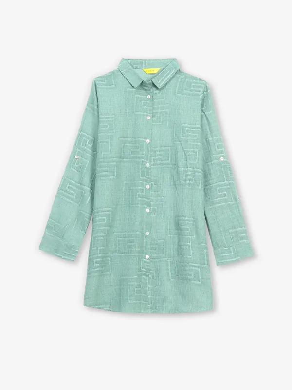 Green cotton embroidery shirt