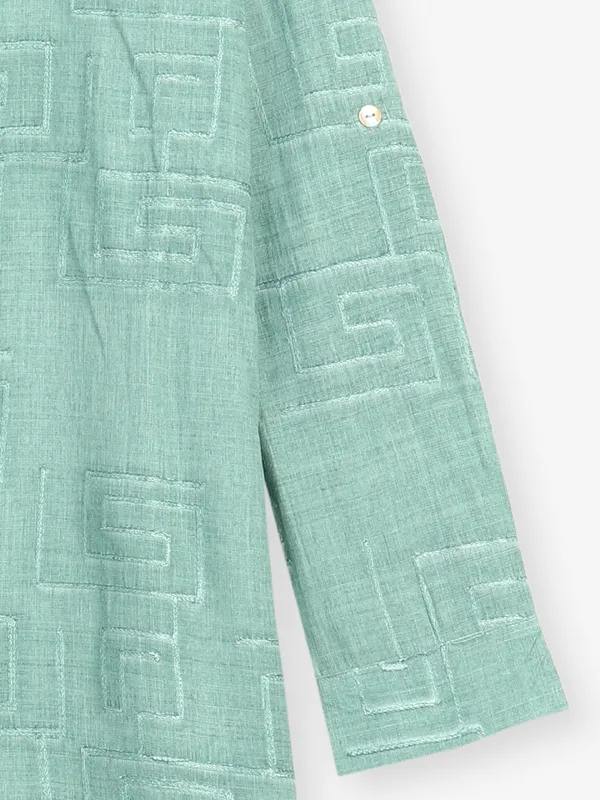 Green cotton embroidery shirt