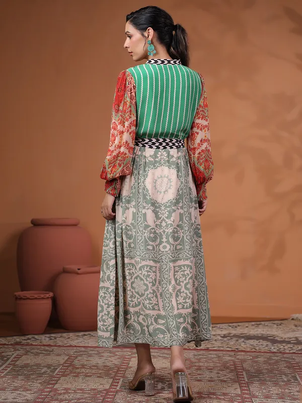 Green cotton printed casua wear kurti