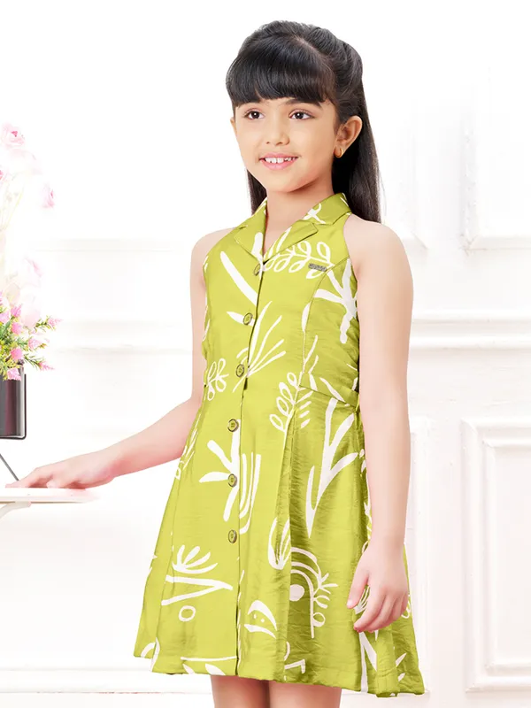 Green cotton printed frock