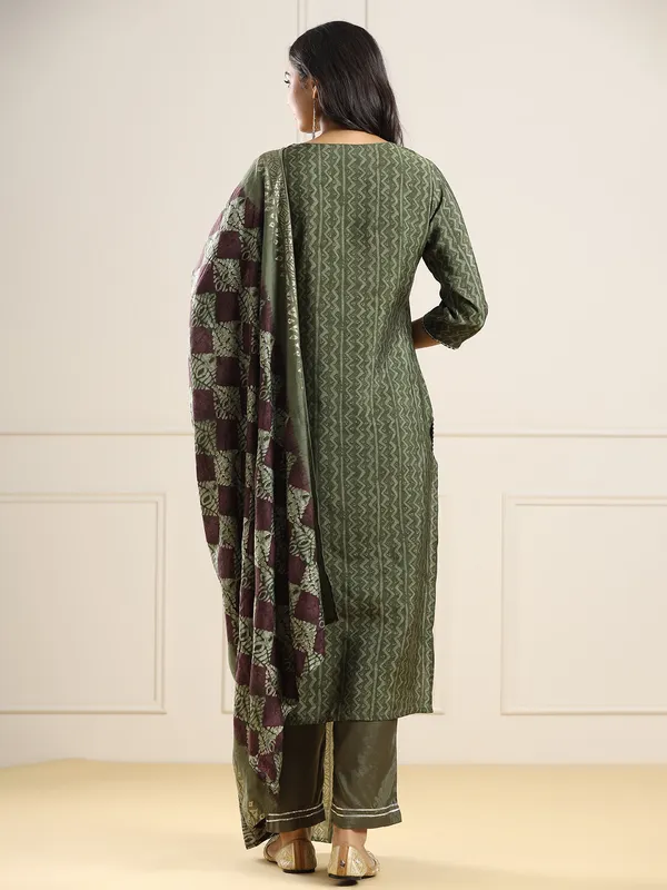Green cotton printed kurti set