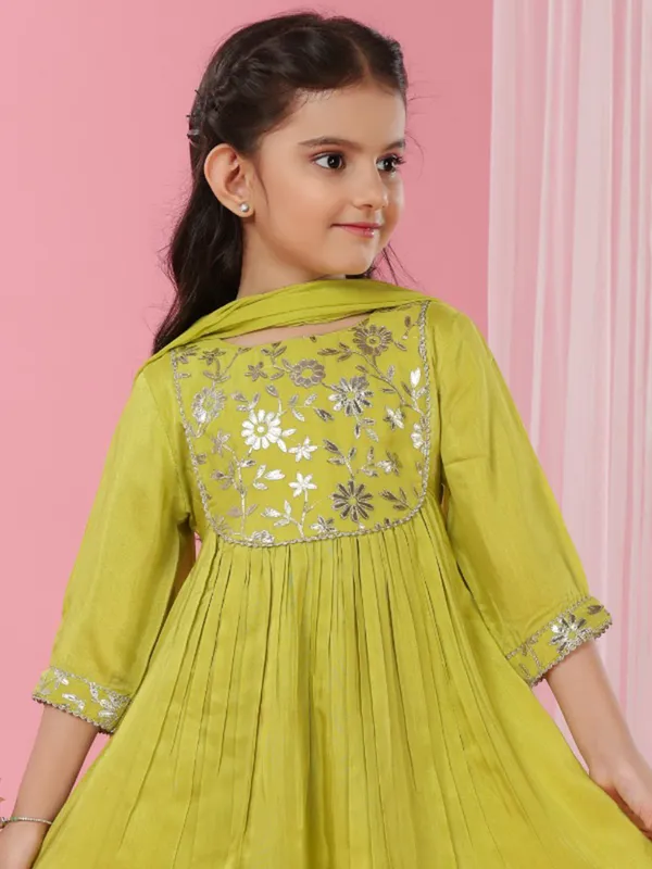 Green crepe silk pant designer suit with dupatta