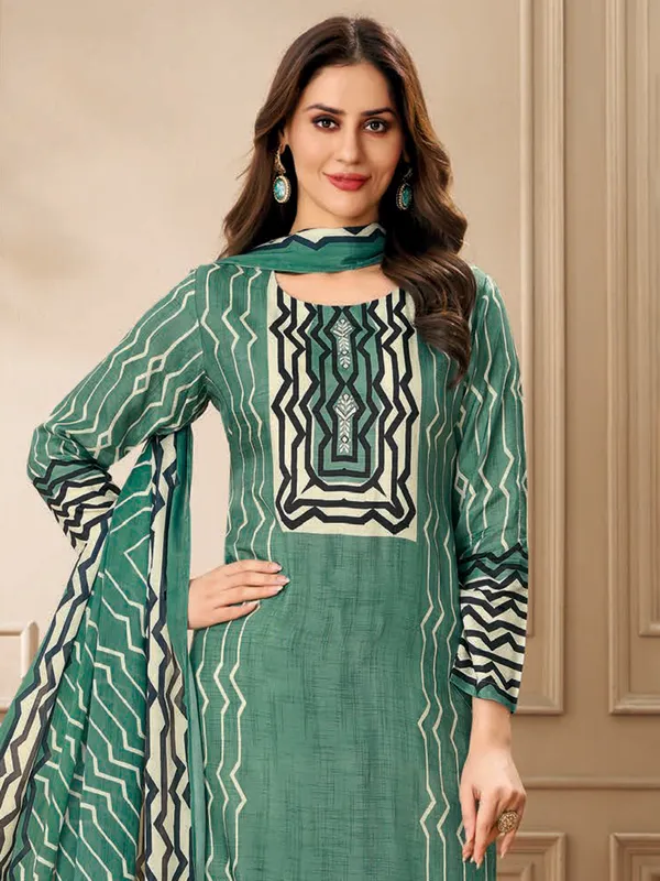 Green dola silk printed salwar suit