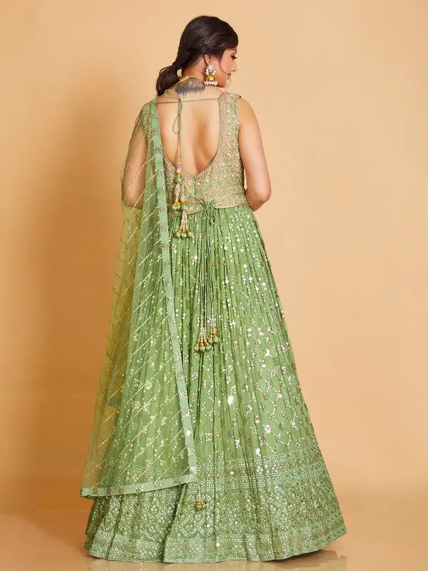 Green georgette wedding anarkali floor length suit