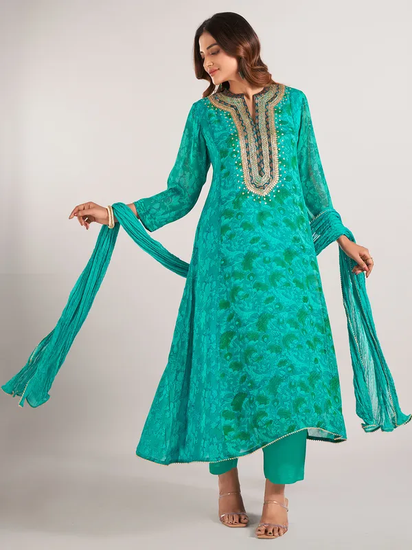 Green georgette wedding wear salwar suit