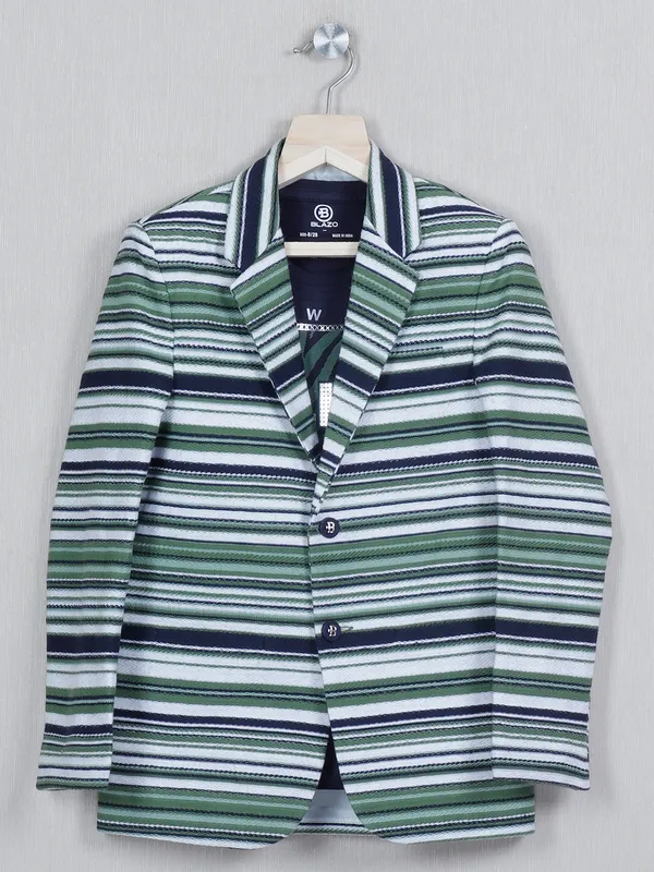 Green lycra blazer for boys in stripe