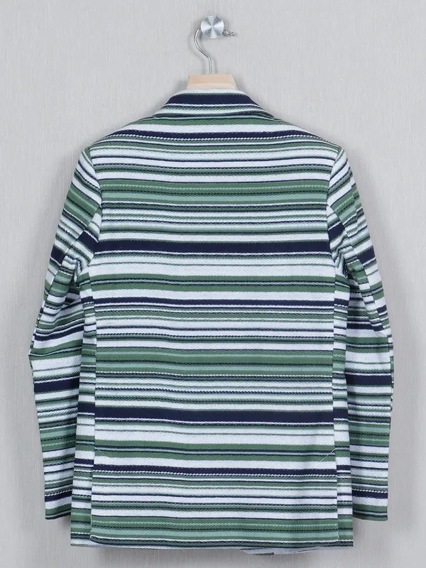 Green lycra blazer for boys in stripe