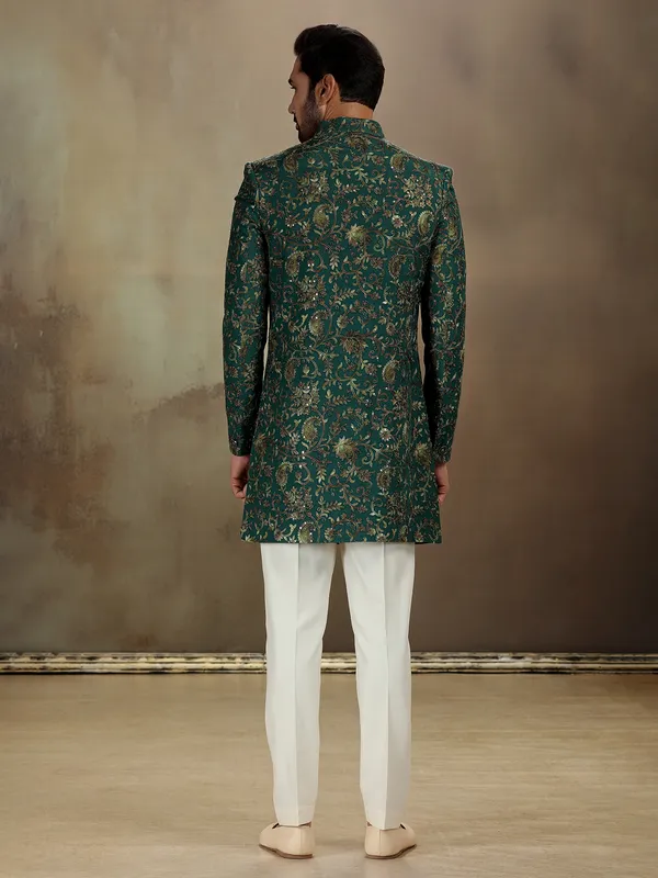 Green modal silk festive indo western outfit