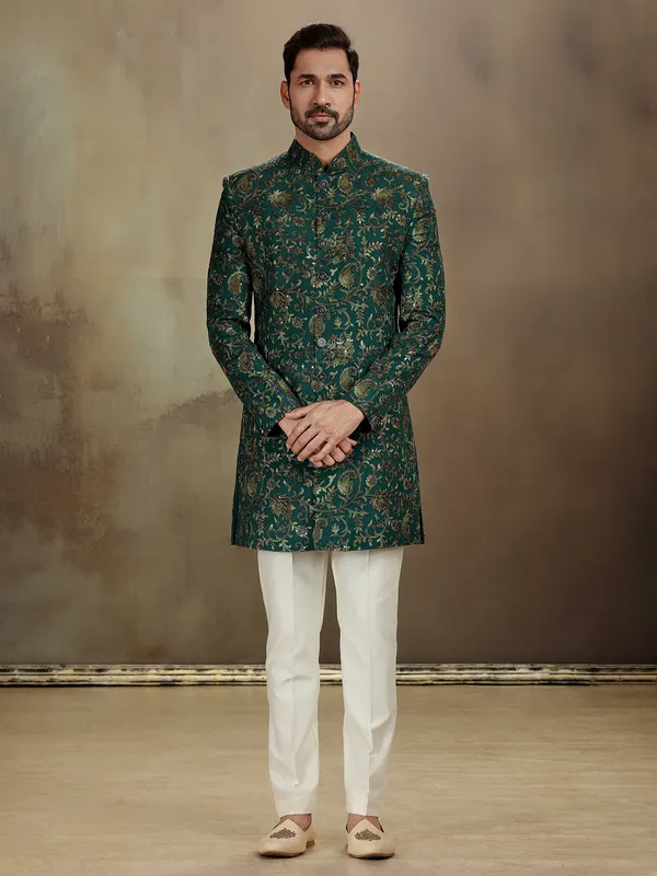 Green modal silk festive indo western outfit