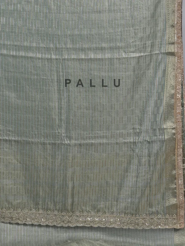 Green organza saree with ready made blouse