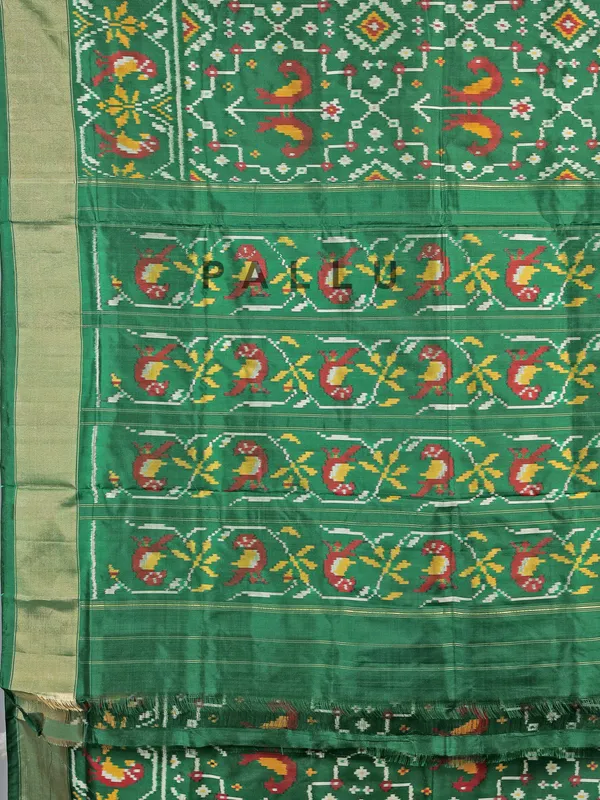 Green patola silk saree for mehendi ready