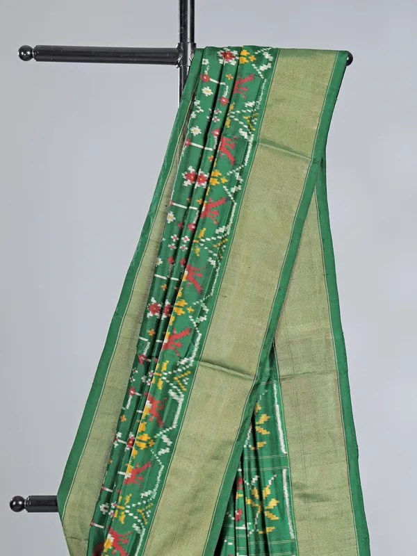 Green patola silk saree for mehendi ready