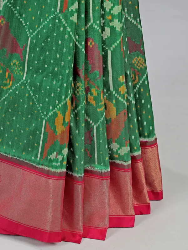 Green patola silk saree for mehendi special