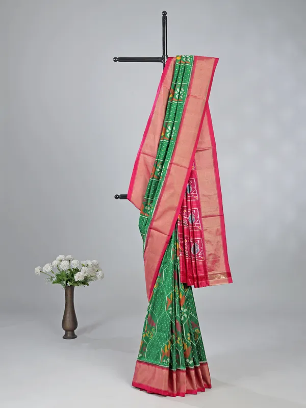 Green patola silk saree for mehendi special