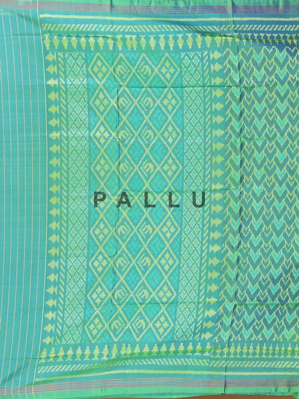 Green patola silk saree with print