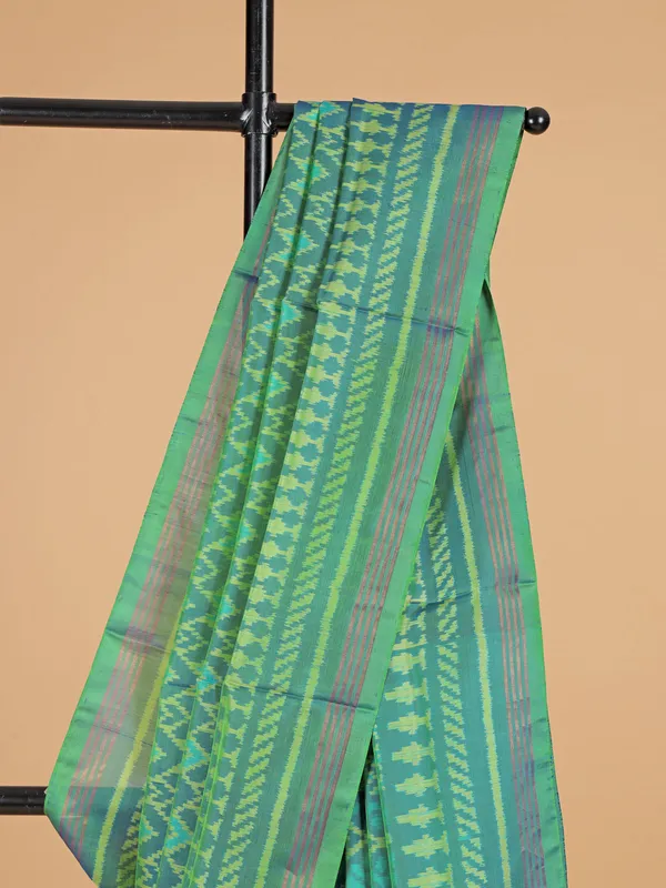 Green patola silk saree with print
