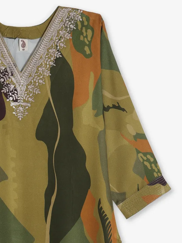 Green printed cotton kurti for daily wear