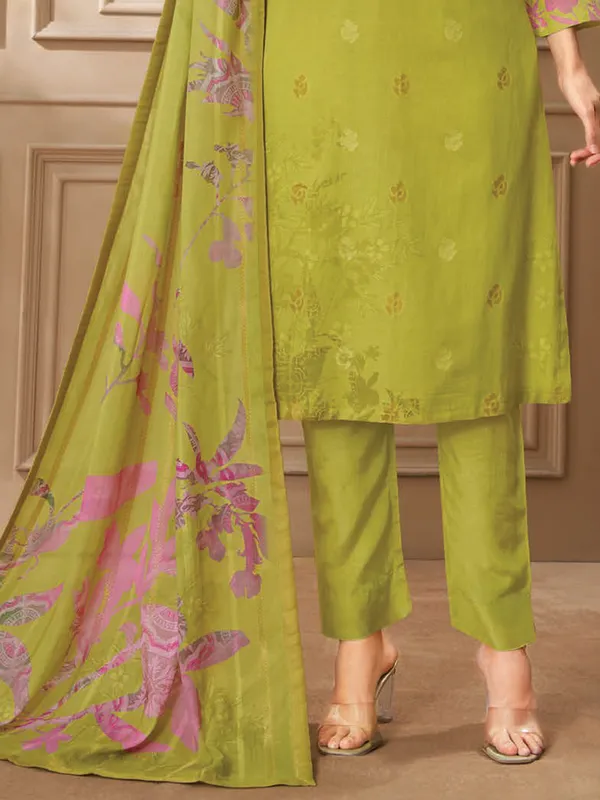 Green printed cotton salwar suit for women