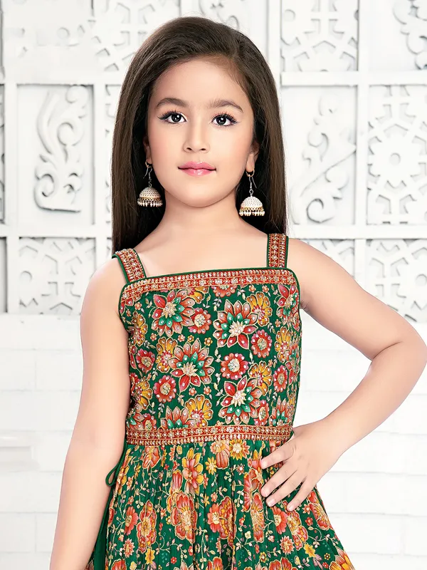 Green printed wedding wear palazzo set