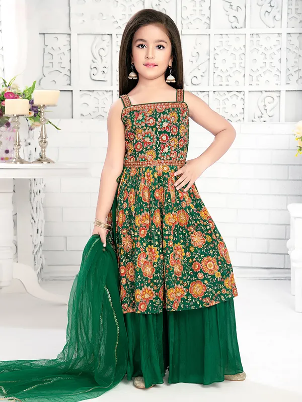 Green printed wedding wear palazzo set