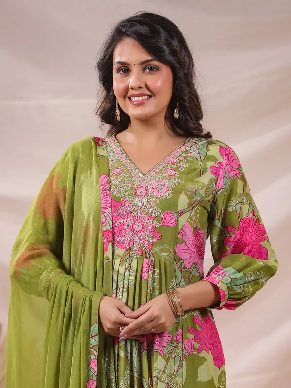 Green serenity kurti set for festive days