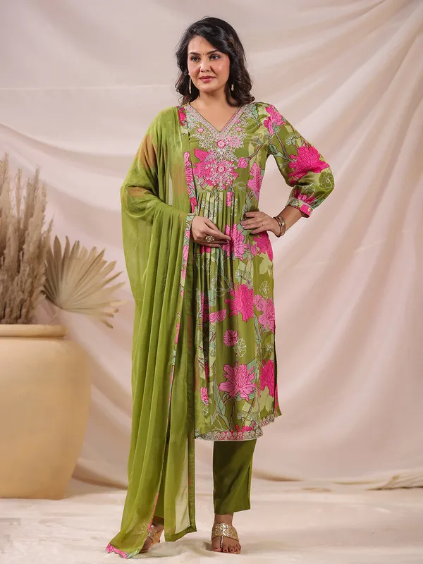 Green serenity kurti set for festive days