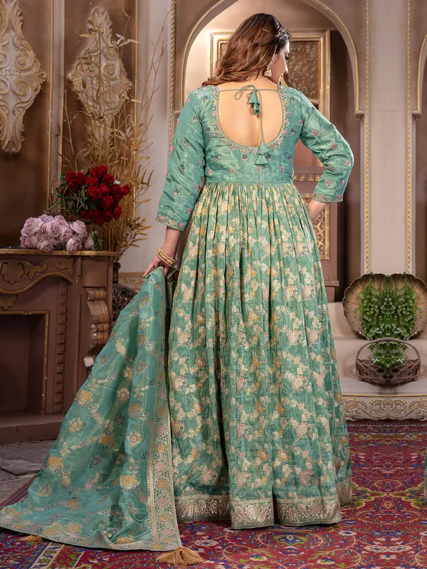 Green silk anarkali wedding suit