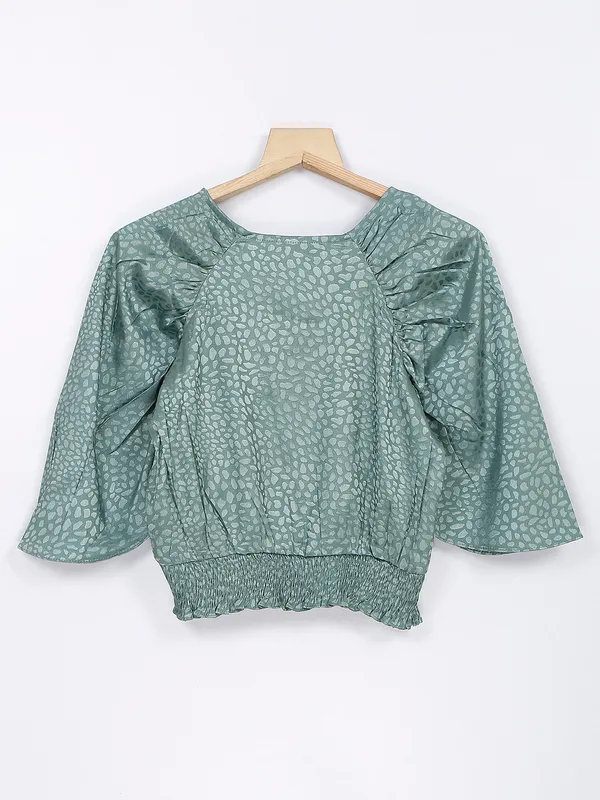 Green silk crop top