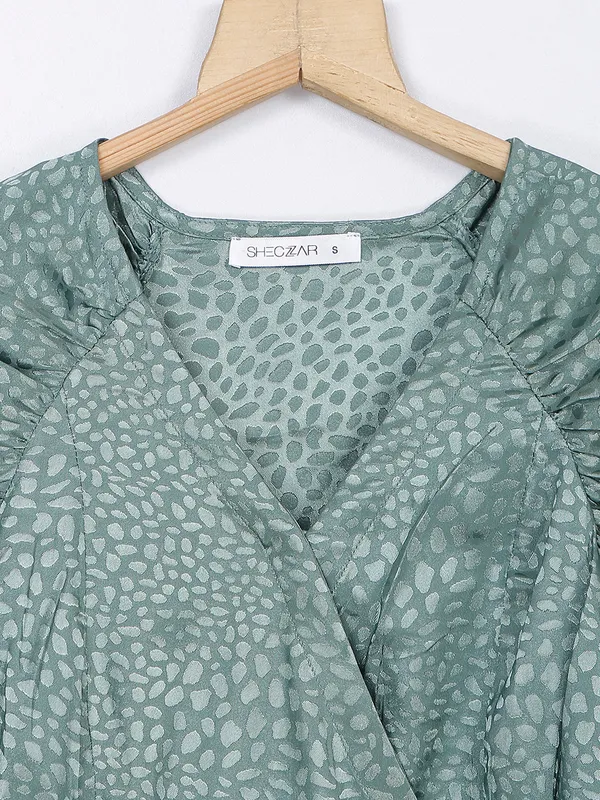 Green silk crop top