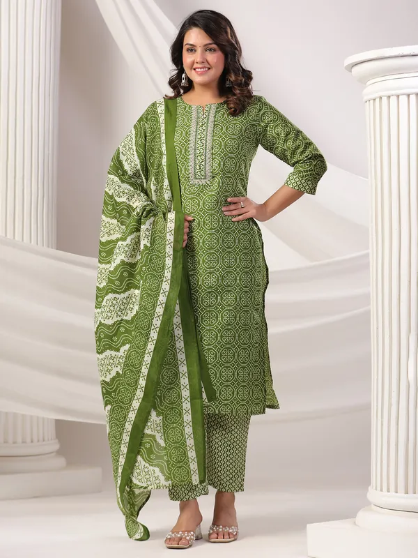 Green silk kurti set for women