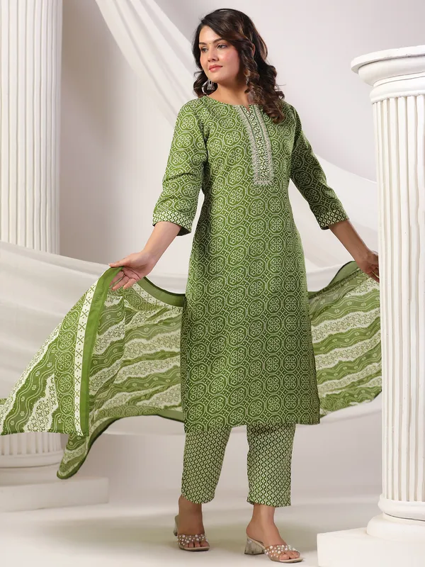 Green silk kurti set for women