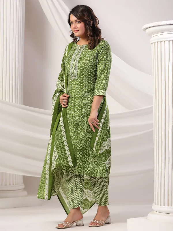 Green silk kurti set for women
