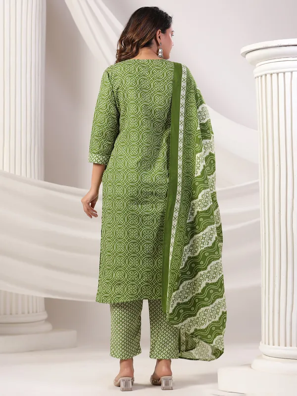 Green silk kurti set for women