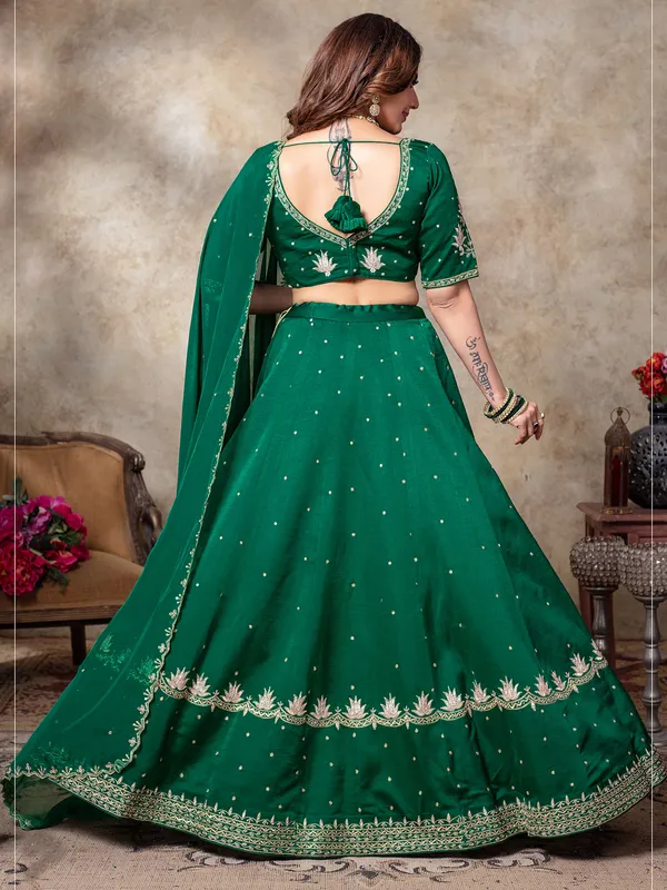 Green silk lehenga choli for mehendi