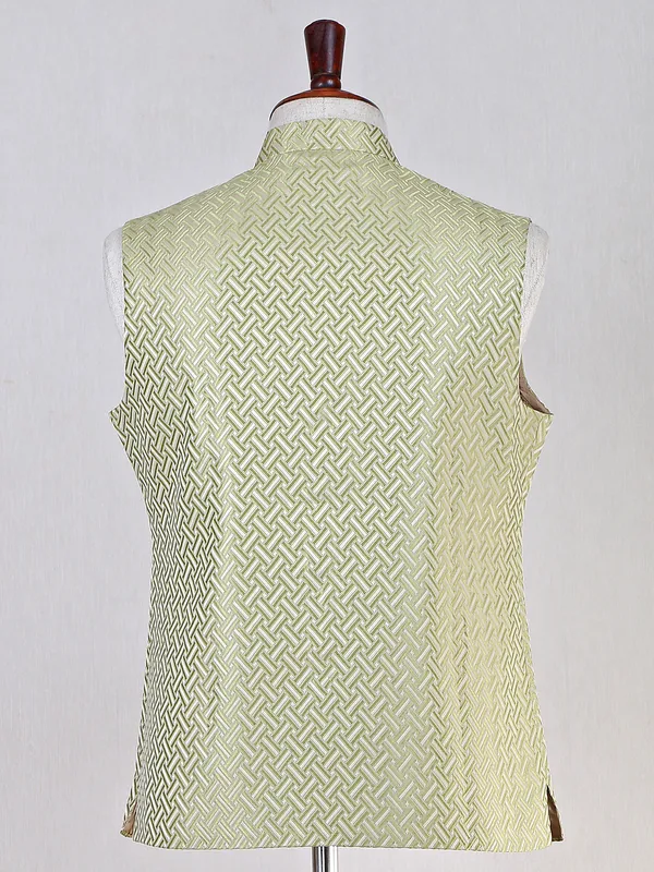Green silk men waistcoat foe wedding