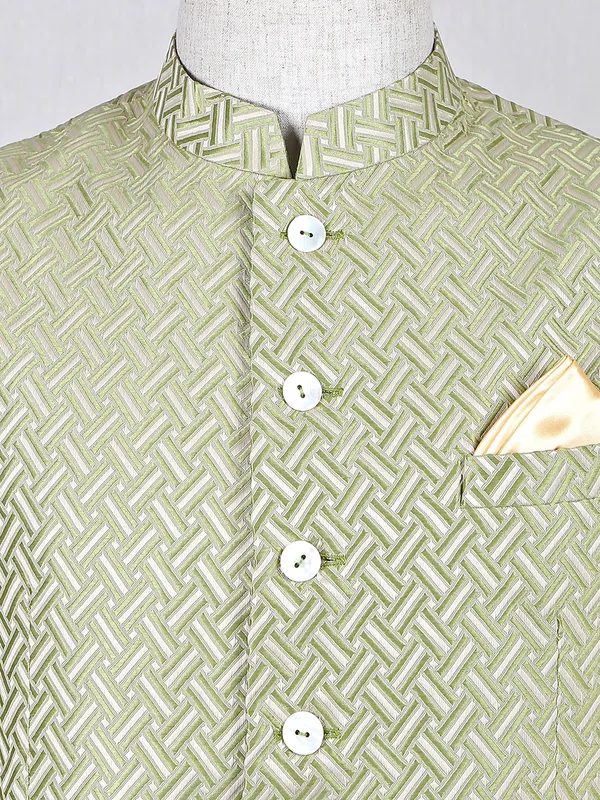 Green silk men waistcoat foe wedding