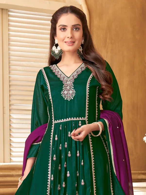 Green silk salwar suit for festival