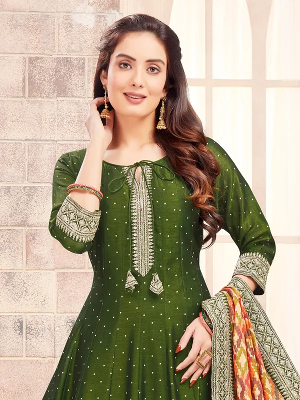 Green silk salwar suit for festivals