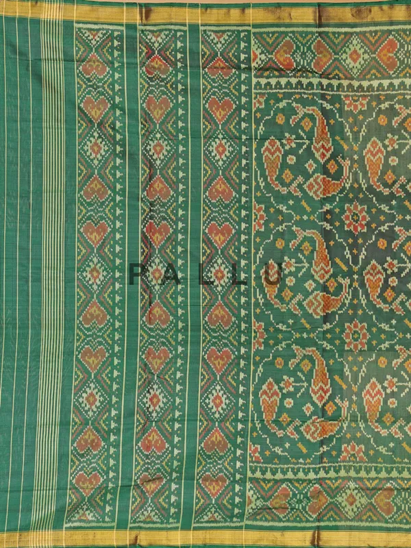 Green silk saree in bandhej print for wedding