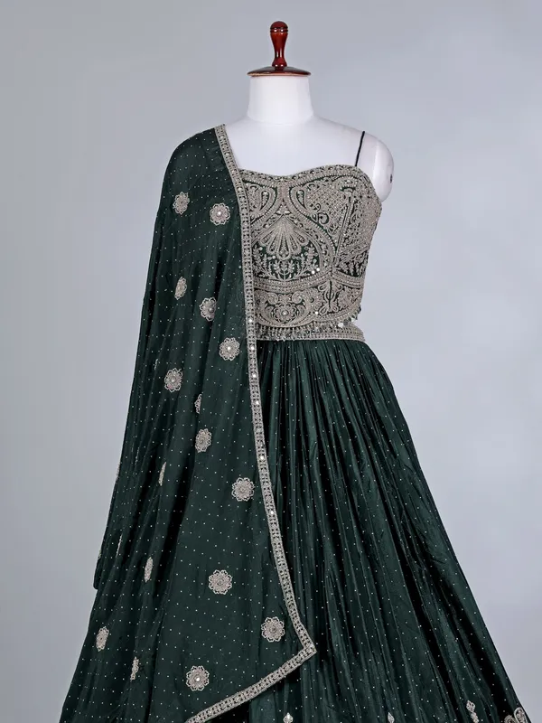 Green silk sweetheart bridal lehenga choli