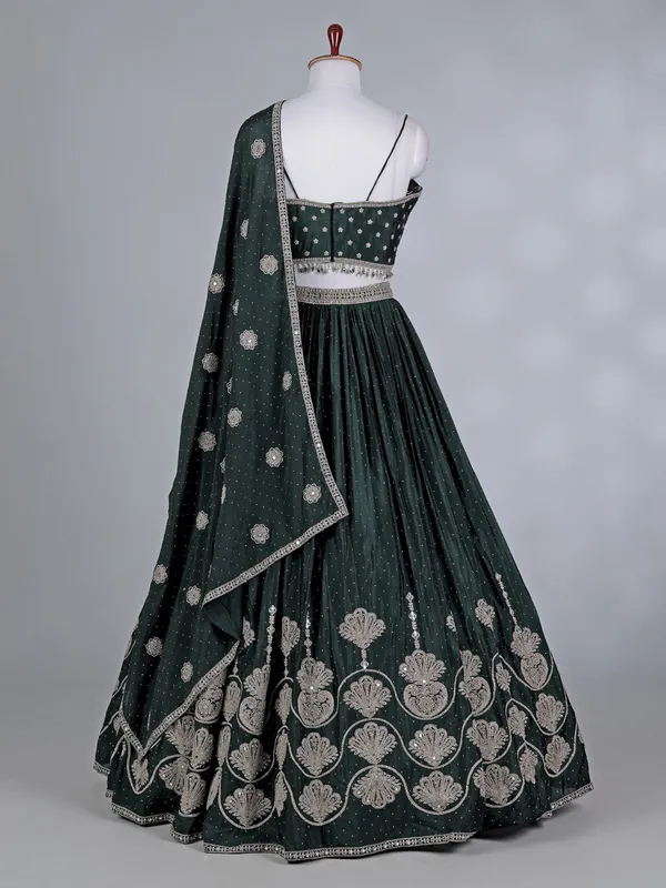 Green silk sweetheart bridal lehenga choli