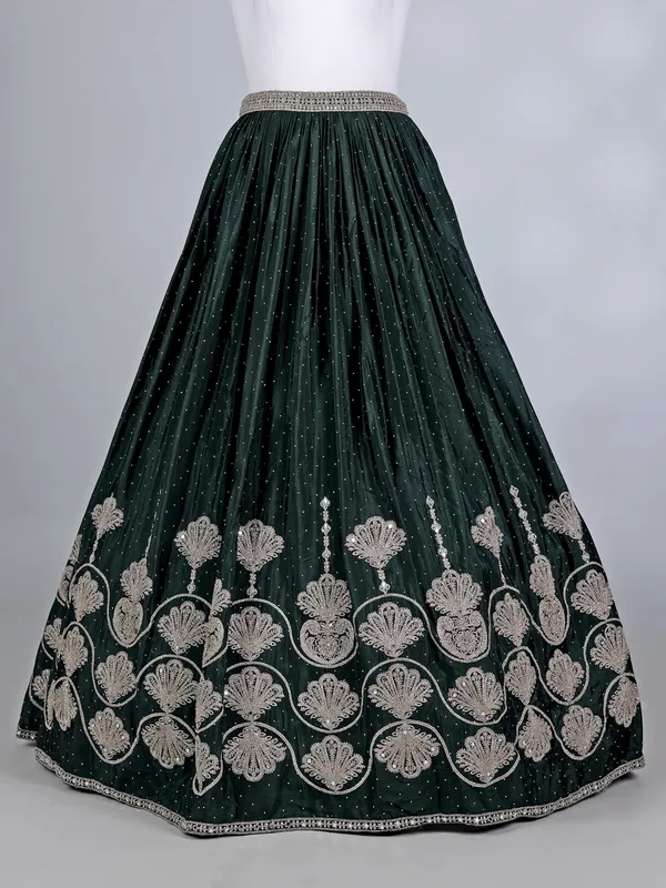 Green silk sweetheart bridal lehenga choli