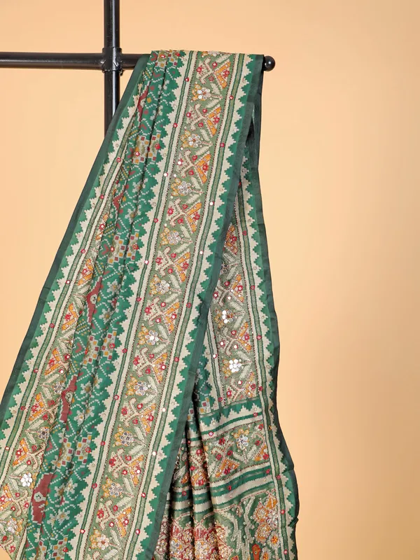 Green silk with patola printed saree for festive