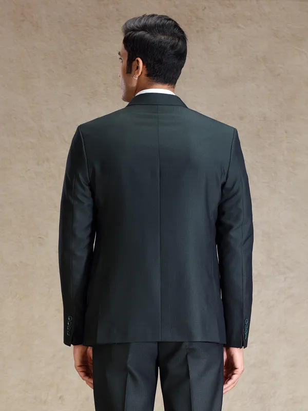 Green terry rayon notch lapel textured blazer